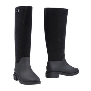 Melissa Black Tall Flocked Rain Boot Size 8 NWOB